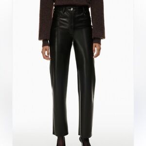 Aritzia Wilfred Melina Pant Black Straight Leg vegan leather